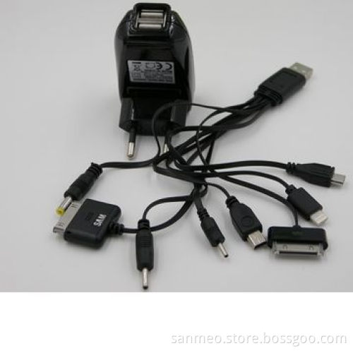 8 in 1 high speed universal 2 USB port AC charger charge various digital devices/high speed chargingNew